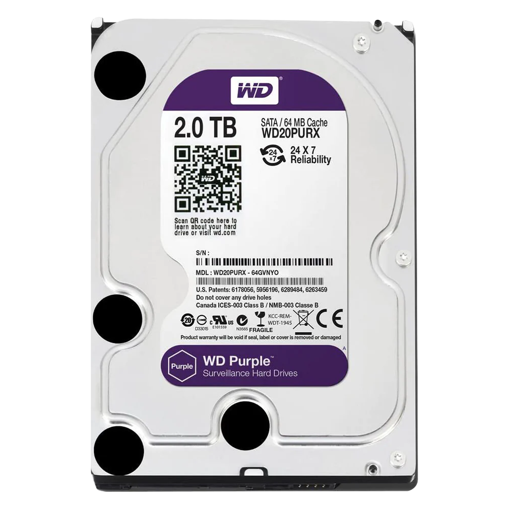 WD Purple HDD - 2TB - 3.5" SATA - Extended Warranty